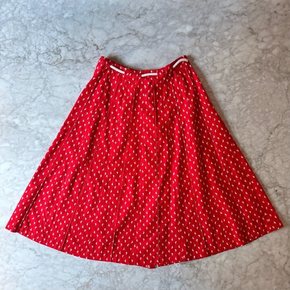 Vintage 70s Century Boston Sailboats Button Front Midi Skirt Size 10 Cottagecore - Picture 6 of 10